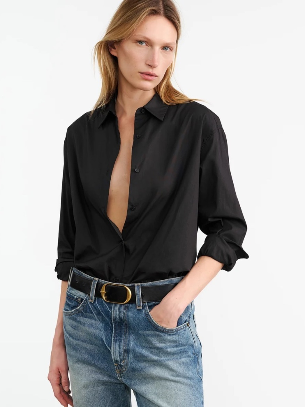 Nili Lotan York Shirt in Black Size M